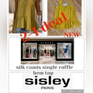 2-1 NEW Sisley Paris silk camis single ruffle hem tops /size small